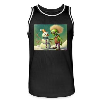 Alien baut einen Schneemann - Männer Basketball-Trikot - Schwarz/Weiß - Vorne - AI Model Male 185 dark (185cm)