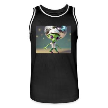 niedliche kleine grüne retro vintage alien jeden tag - Männer Basketball-Trikot - Schwarz/Weiß - Vorne - AI Model Male 185 dark (185cm)