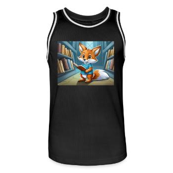 Niedlicher kleiner Teufel Fuchs Alltag – liest - Männer Basketball-Trikot - Schwarz/Weiß - Vorne - AI Model Male 185 dark (185cm)