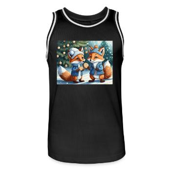 Mignon petit renard démon vie quotidienne - biscuits - Maillot de basket Homme - noir/blanc - Devant - AI Model Male 185 dark (185cm)