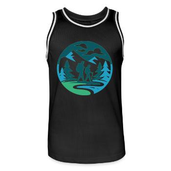 Wander - Men's Basketball Jersey - black/white - Front - AI Model Male 185 dark (185cm)