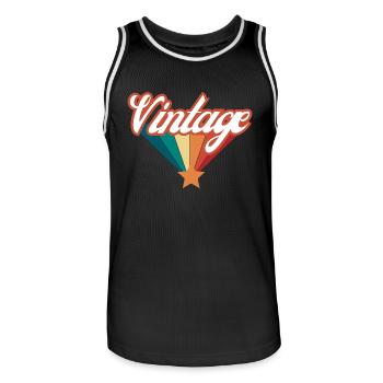 Vintage - Retro Gift Idea - Men's Basketball Jersey - black/white - Front - AI Model Male 185 dark (185cm)