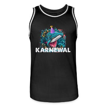 Karenwal lustiger Karenval Spruch Wal mit Partyhut - Männer Basketball-Trikot - Schwarz/Weiß - Vorne - AI Model Male 185 dark (185cm)