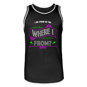 cool happy birthday sayings statement vegetarian - Men's Basketball Jersey - black/white - Front - AI Model Male 185 dark (185cm)