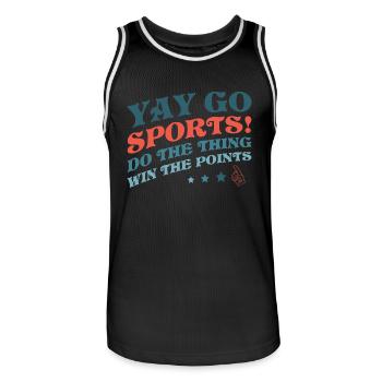 Yay Go Sports! Funny Sports - Men's Basketball Jersey - black/white - Front - AI Model Male 185 dark (185cm)