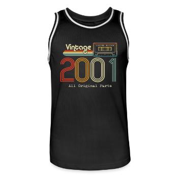 Original 2001 Vintage Vintage Retro Birthday - Men's Basketball Jersey - black/white - Front - AI Model Male 185 dark (185cm)