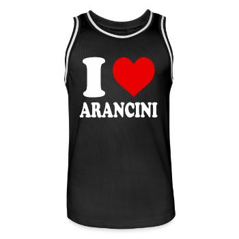 I Love Arancini Heart Funny Witty - Men's Basketball Jersey - black/white - Front - AI Model Male 185 dark (185cm)