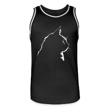 Cat, Cat Motif - Men's Basketball Jersey - black/white - Front - AI Model Male 185 dark (185cm)