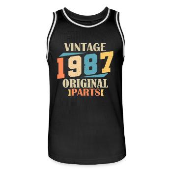 Monat 1987. 1987 Geburtstagsgeschenk. 37 Jahre alt Birt - Männer Basketball-Trikot - Schwarz/Weiß - Vorne - AI Model Male 185 dark (185cm)
