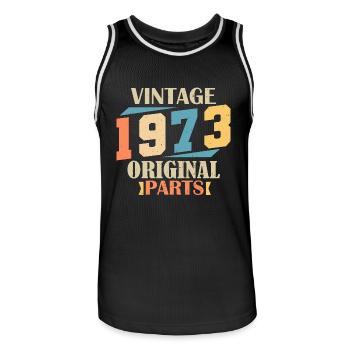 Monat 1973. 1973 Geburtstagsgeschenk. 51 Jahre alt Birt - Männer Basketball-Trikot - Schwarz/Weiß - Vorne - AI Model Male 185 dark (185cm)