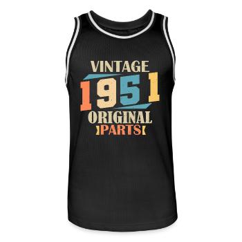 Monat 1951. 1951 Geburtstagsgeschenk. 73 Jahre alt Birt - Männer Basketball-Trikot - Schwarz/Weiß - Vorne - AI Model Male 185 dark (185cm)