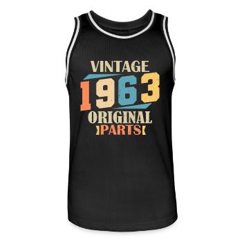 Monat 1963. 1963 Geburtstagsgeschenk. 61 Jahre alt Birt - Männer Basketball-Trikot - Schwarz/Weiß - Vorne - AI Model Male 185 dark (185cm)
