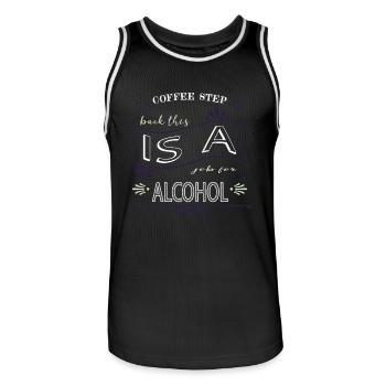 cappuccino quote present mug joke morning office - Men's Basketball Jersey - black/white - Front - AI Model Male 185 dark (185cm)