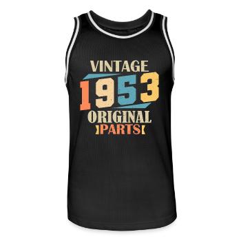 Monat 1953. 1953 Geburtstagsgeschenk. 71 Jahre alt Birt - Männer Basketball-Trikot - Schwarz/Weiß - Vorne - AI Model Male 185 dark (185cm)