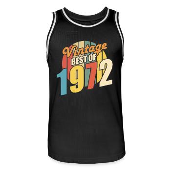 Vintage 1972 meilleur de 1972 - annif 52 ans - Maillot de basket Homme - noir/blanc - Devant - AI Model Male 185 dark (185cm)