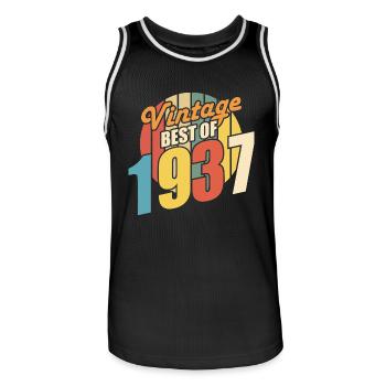 Vintage 1937 Best of 1937 - Annif 87 Years - Men's Basketball Jersey - black/white - Front - AI Model Male 185 dark (185cm)