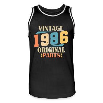 Mois 1986. Cadeau d'anniversaire 1986. 38 ans Birt - Maillot de basket Homme - noir/blanc - Devant - AI Model Male 185 dark (185cm)