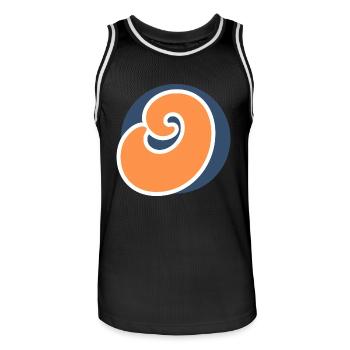 Letter o orange sport - Men's Basketball Jersey - black/white - Front - AI Model Male 185 dark (185cm)