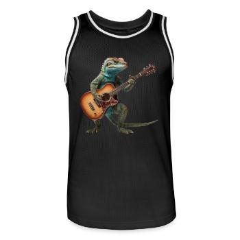 Lizard Gecko Gitarre - Männer Basketball-Trikot - Schwarz/Weiß - Vorne - AI Model Male 185 dark (185cm)