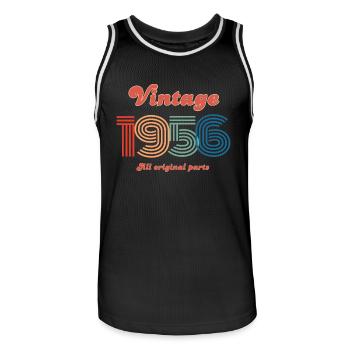 Jahrgang 1956, alle Originalteile - Männer Basketball-Trikot - Schwarz/Weiß - Vorne - AI Model Male 185 dark (185cm)