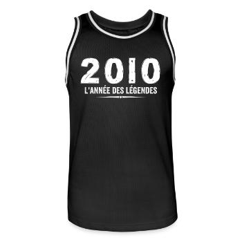 2010 année des legéndes - Cadeau Anniversaire 2010 - Maillot de basket Homme - noir/blanc - Devant - AI Model Male 185 dark (185cm)