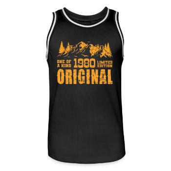 1980 - 1980 Geburtstagsgeschenk - Männer Basketball-Trikot - Schwarz/Weiß - Vorne - AI Model Male 185 dark (185cm)