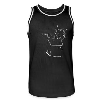 Spiky 🌵😄 - Men's Basketball Jersey - black/white - Front - AI Model Male 185 dark (185cm)