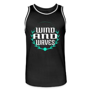 Windsurfing Community Funny Sayings - Men's Basketball Jersey - black/white - Front - AI Model Male 185 dark (185cm)