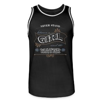 Swimmer Bday Joke Bicycle Swim - Men's Basketball Jersey - black/white - Front - AI Model Male 185 dark (185cm)