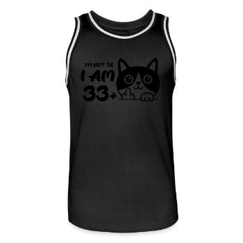 Je n’ai pas 34 ans, j’en ai 33 plus 1 majeur - Maillot de basket Homme - noir/blanc - Devant - AI Model Male 185 dark (185cm)