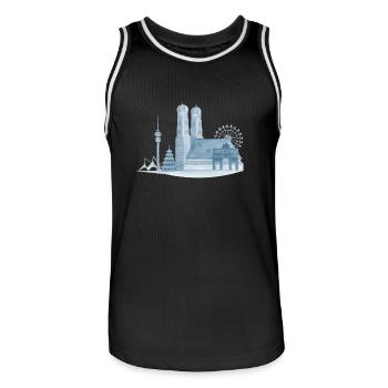 Horizon de Munich - Aquarelle peinte à la main - Maillot de basket Homme - noir/blanc - Devant - AI Model Male 185 dark (185cm)