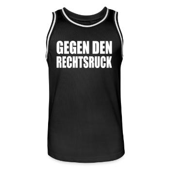 Against the shift to the right - Men's Basketball Jersey - black/white - Front - AI Model Male 185 dark (185cm)