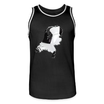 Niederlande | echter Fußball | Landkarte - Männer Basketball-Trikot - Schwarz/Weiß - Vorne - AI Model Male 185 dark (185cm)