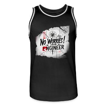 ein Ingenieur - Männer Basketball-Trikot - Schwarz/Weiß - Vorne - AI Model Male 185 dark (185cm)