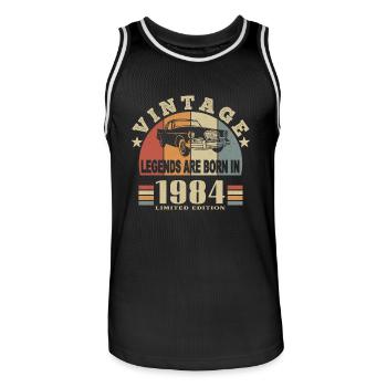 Jahrgang 1984 Legende geboren - Männer Basketball-Trikot - Schwarz/Weiß - Vorne - AI Model Male 185 dark (185cm)