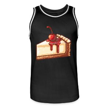 Cheesecake Pixel Icon Cake - Men's Basketball Jersey - black/white - Front - AI Model Male 185 dark (185cm)