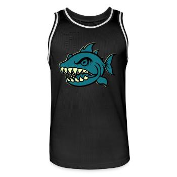 Piranha Bande dessinée Poisson - Maillot de basket Homme - noir/blanc - Devant - AI Model Male 185 dark (185cm)