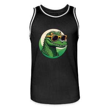 Cooles Krokodil - Männer Basketball-Trikot - Schwarz/Weiß - Vorne - AI Model Male 185 dark (185cm)