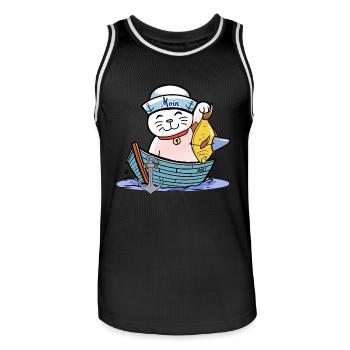 maritim Katze Katzen Matrose Moin Fisch Fischer - Männer Basketball-Trikot - Schwarz/Weiß - Vorne - AI Model Male 185 dark (185cm)