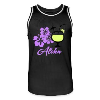 Hawaii Hibiskus Cocktail Aloha - Männer Basketball-Trikot - Schwarz/Weiß - Vorne - AI Model Male 185 dark (185cm)