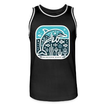 Walfisch - Männer Basketball-Trikot - Schwarz/Weiß - Vorne - AI Model Male 185 dark (185cm)