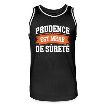 Prudence est mère de sureté - Maillot de basket Homme - noir/blanc - Devant - AI Model Male 185 dark (185cm)