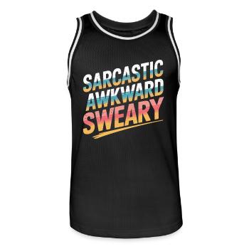 Sarcastic Awkward Sweary 7 - Männer Basketball-Trikot - Schwarz/Weiß - Vorne - AI Model Male 185 dark (185cm)
