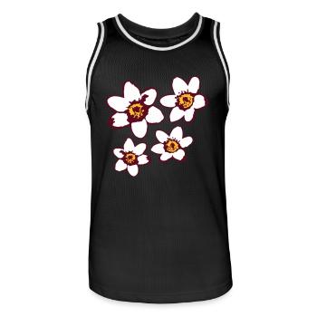 4 Marguerites Blanches Fleurs Printemps Été Fleurs - Maillot de basket Homme - noir/blanc - Devant - AI Model Male 185 dark (185cm)