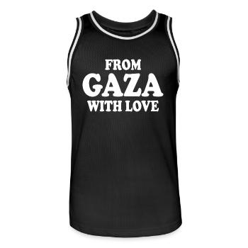 From gaza with love - Maillot de basket Homme - noir/blanc - Devant - AI Model Male 185 dark (185cm)