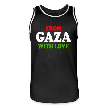 From gaza with love - Maillot de basket Homme - noir/blanc - Devant - AI Model Male 185 dark (185cm)
