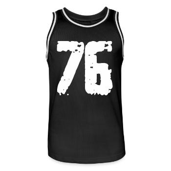 76 Number Vintage - Men's Basketball Jersey - black/white - Front - AI Model Male 185 dark (185cm)