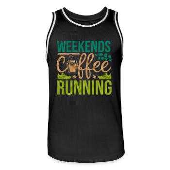Weekends Coffee Running 6 - Männer Basketball-Trikot - Schwarz/Weiß - Vorne - AI Model Male 185 dark (185cm)