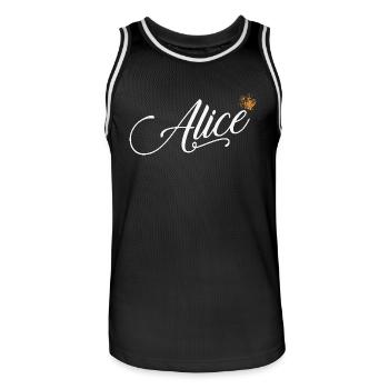 Alice Custom Name for Women Kids Toddlers - Alice - Men's Basketball Jersey - black/white - Front - AI Model Male 185 dark (185cm)