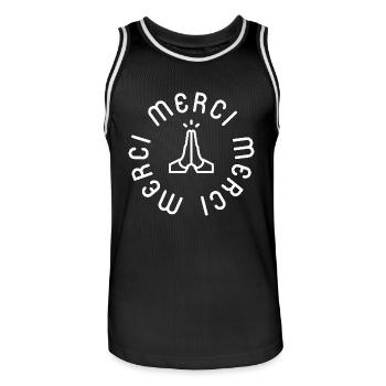 Logo - Thank you - Men's Basketball Jersey - black/white - Front - AI Model Male 185 dark (185cm)